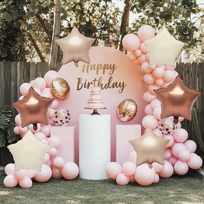 Brown Apricot Star Foil Balloons, 18 Inch Coffee Cream Beige Star Balloons - Image 5