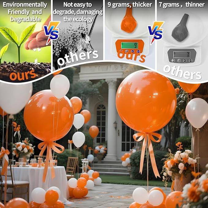 Orange Big Balloons 32pcs, 18 Inch Large Latex Giant Heavy Duty Balloons - Image 3