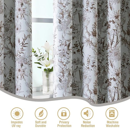 H.VERSAILTEX Blackout Curtains 63 Inch Length 2 Panels Set Floral Print Curtain - Image 6