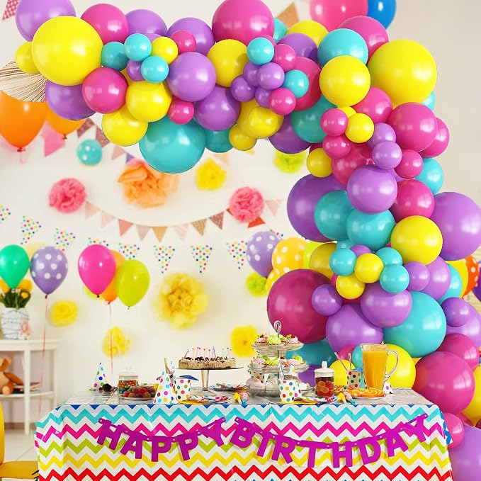 Pink Purple Blue Balloon Arch - Image 3
