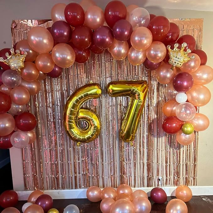 Burgundy Rose Gold Balloon 12 Inch Maroon Wine Red Champagne Rose Gold Balloons - Image 5