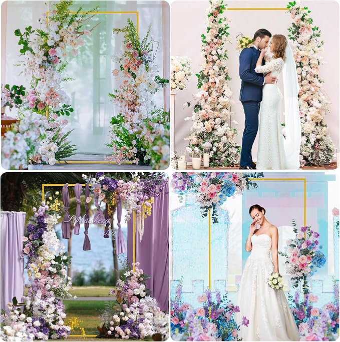 Asee'm 6.6FTx4FT Gold Wedding Arch Backdrop Stand Square Metal | Rectangular - Image 6