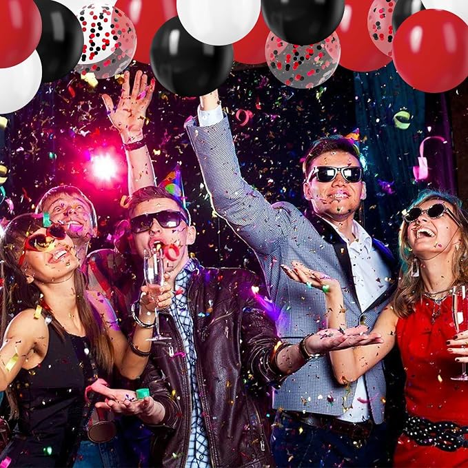 Red Black and White Balloons, 12in and 5in Red White and Black Latex Party - Image 8