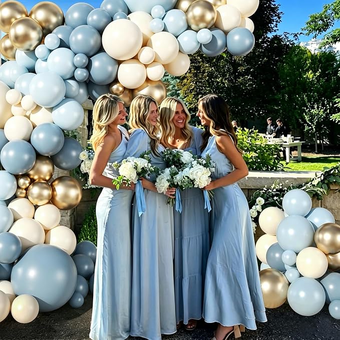 Dusty Blue Gold Balloon Garland Arch Kit - Image 5