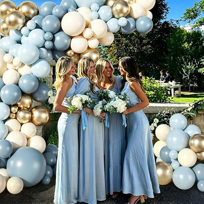 Dusty Blue Gold Balloon Garland Arch Kit - Image 5