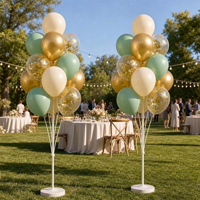 Sage Green Gold Balloon Column Stand Kit - Image 7