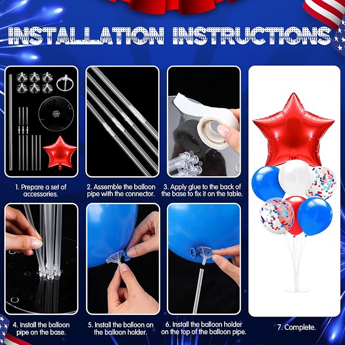 Lunmon 4 Set 4th of July Balloon Stand Kit - Image 4