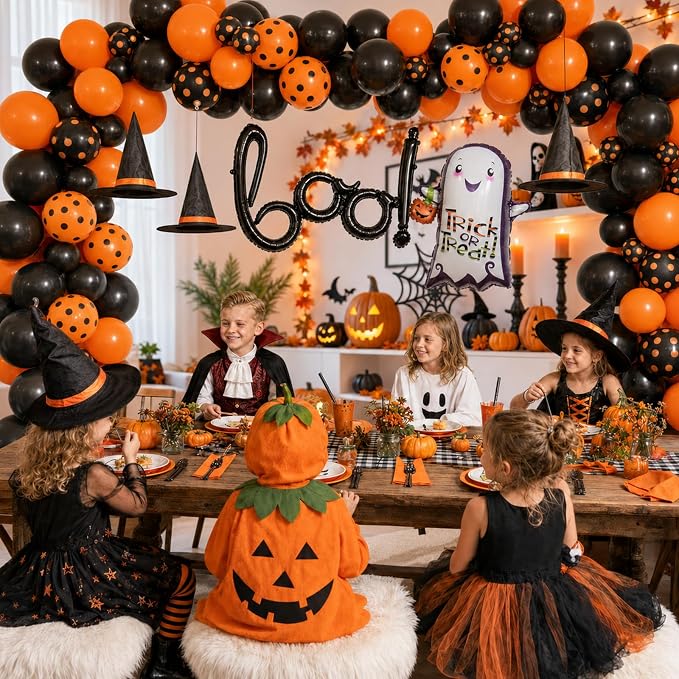Halloween Black Orange Balloons BOO Ghost Pumpkin Foil Balloons Party Decor | - Image 6