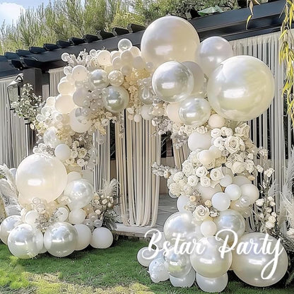 Double Stuffed Pearl White Balloon Garland Arch Kit | 18/12/10/5inch Different - Image 3