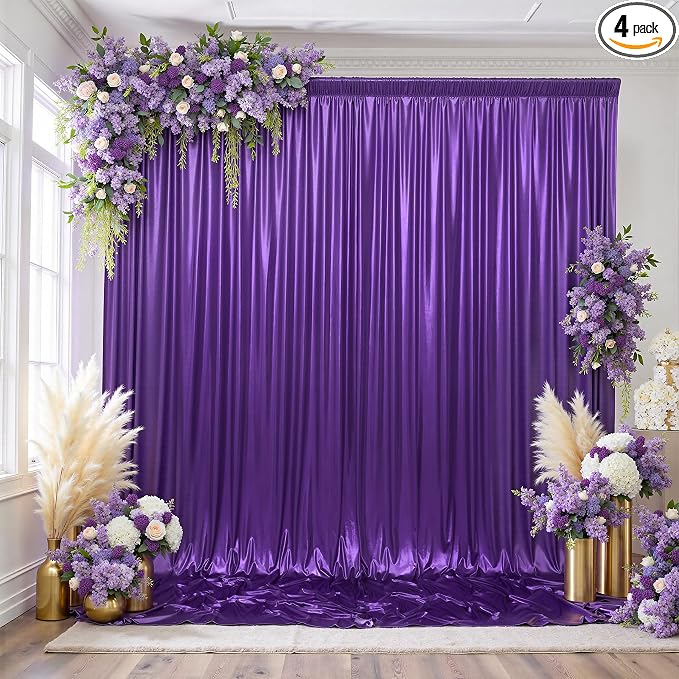 gogoparti 20x10FT Purple Sequin Backdrop Curtain by Gogoparti