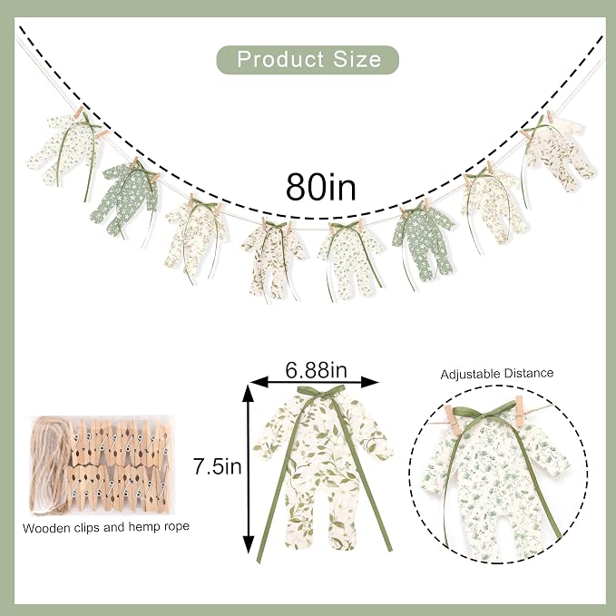 8pcs Neutral Baby Shower Bunting - Image 2