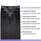 Seamless Clip In Hair Extensions Real Human Hair Straight 8Pcs 120g Hair Extensions Clip In Brazilian Human Hair Extensions PU Skin Weft with 18Clips 24inch Natural Black