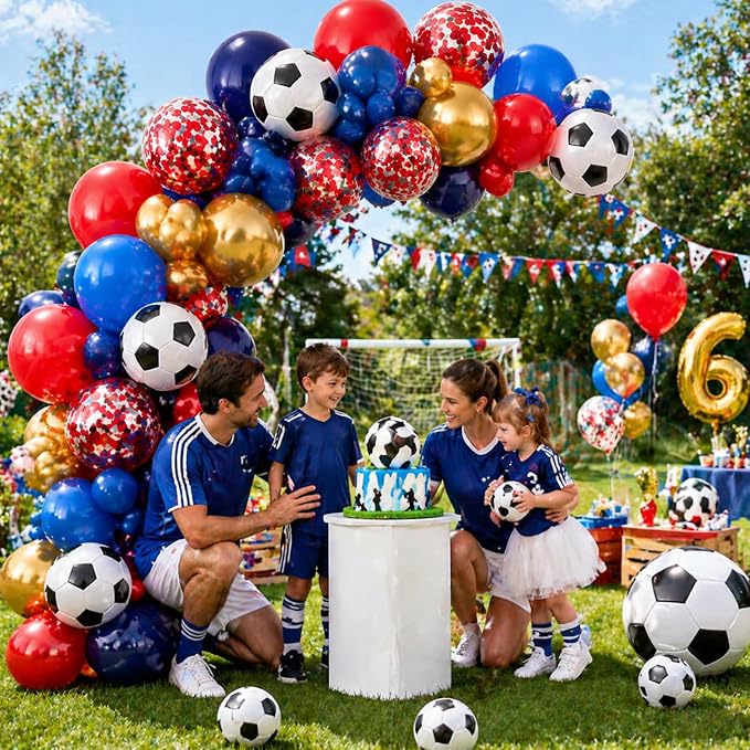 Soccer Balloons, 12Inch Blue Red Gold Soccer Printed Latex Balloons - Image 6