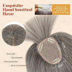Rich Choices Human Hair Toppers for Women-100% Real Remy Hair Topper with 3D 360°Bang-Upgraded 150% Density 9 * 12CM Lace Base-Clip in Hairs topper for Thinning Hairs-10Inch #G2 Grey