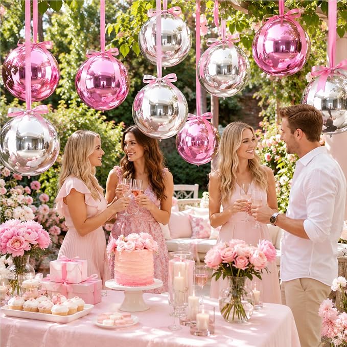 Pink and Silver Round Foil Balloons - Image 7