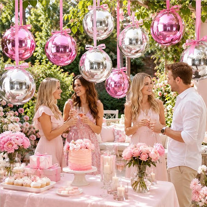 Pink and Silver Round Foil Balloons - Image 7
