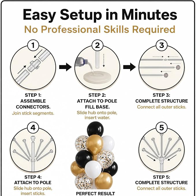Black Gold Confetti Balloon Column Stand Kit Set of 2 - Image 3