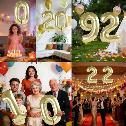 40 Inch Number 92 Balloons for 92nd Birthday Party Decorations, 0-100 Champagne - Image 7