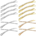 12 Pieces Rhinestone Bobby Pins Decorative Fancy Crystal Hair Clips Shiny Metal X Shaped Barrettes Bling Diamond Wedding Bridal Shower Hair Accessories for Women Ladies Girls (Gold, Silver)