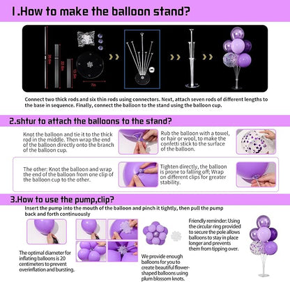 Purple Balloons Stand for Table Centerpieces Stand Kit 4 Sets - Image 4