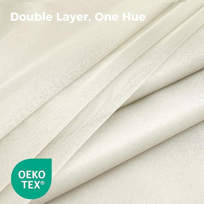 100% Blackout Curtains for Bedroom, Double Layer Beige Curtains, Room Darkening - Image 4