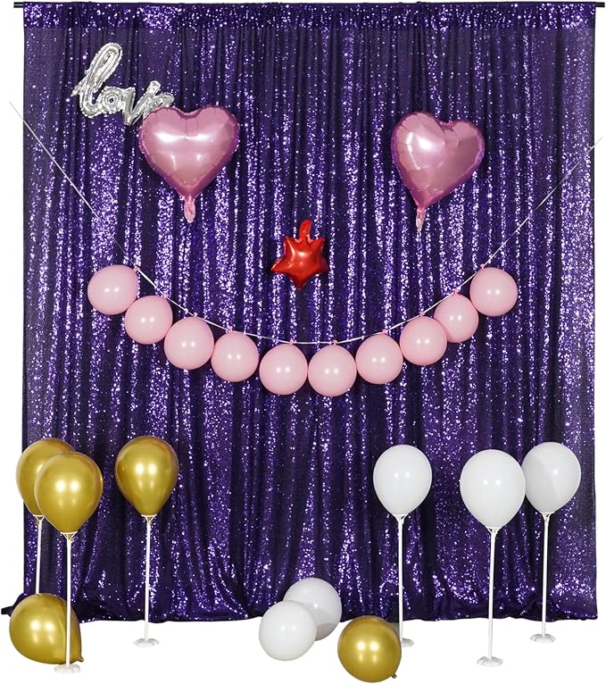 Poise3EHome Purple Sequin Backdrop, 8FT x 10FT Sequin Photography Backdrop - Image 5