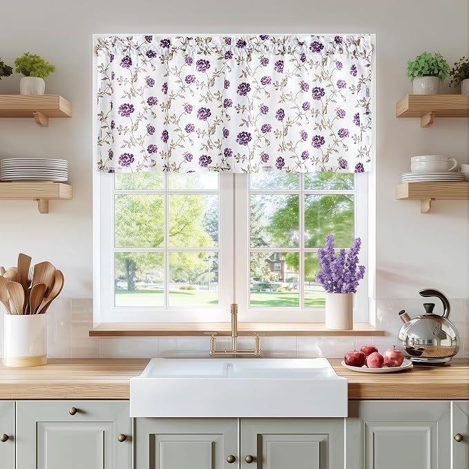Beauoop Floral Sheer Valance Curtains - Image 2