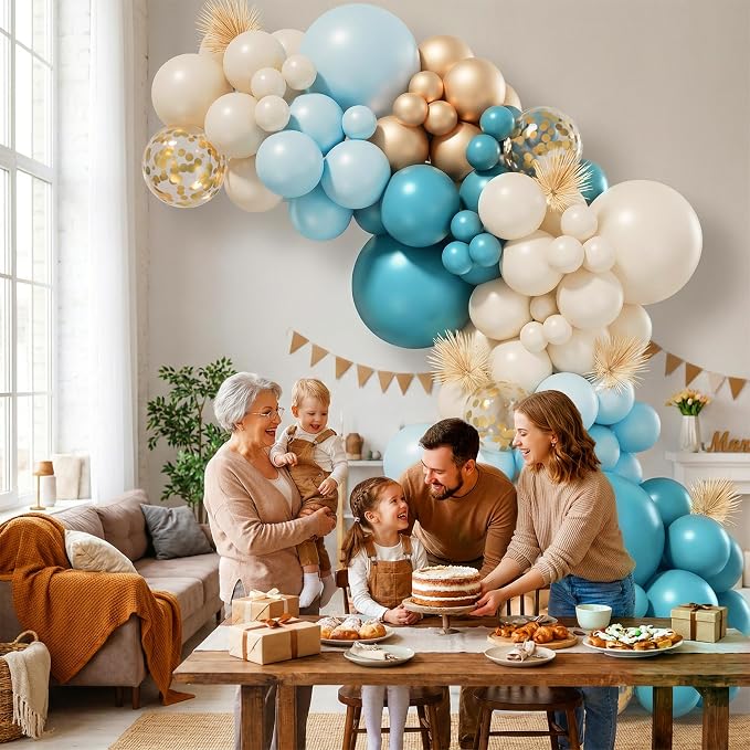 Sea Blue Balloon Garland Arch Kit 151pcs, Dusty Teal Light Blue Cream White - Image 6