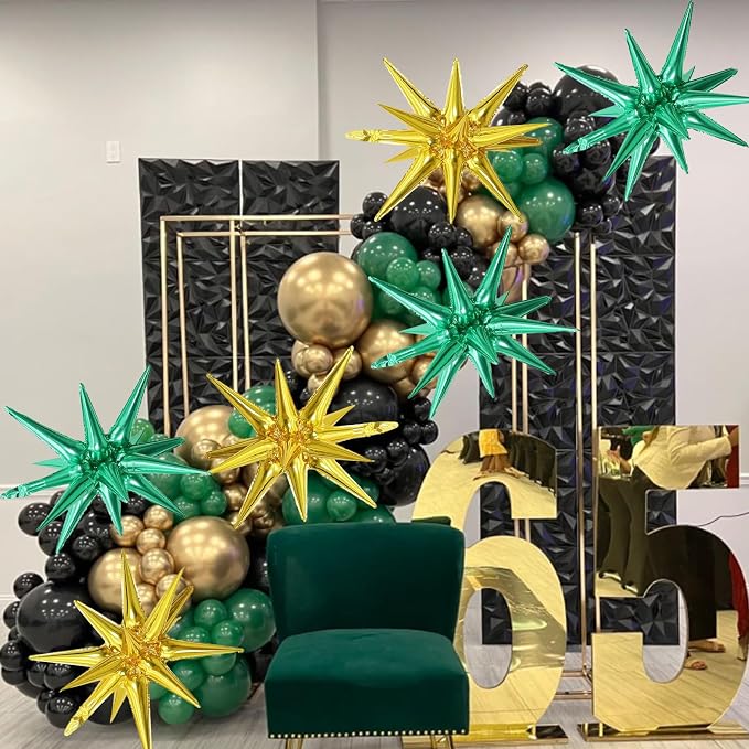 HILAVO 6PCS Green Gold Star Balloons, 22Inch Large Star Shaped Balloon Foil - Image 7