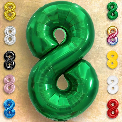 Green Number Balloon 8 Mylar Foil Balloons 16 Inch - Image 3