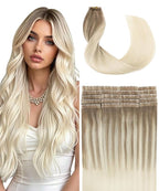 SURNEL Injected Invisible Tape in Extensions Human Hair Ash Brown to Platinum Blonde Seamless Remy Invisible Tape in Extensions 20Inch 20 Pcs 45g(#860,20)