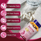 25-in-1 Biotin Supplement for Longer, Thicker & Healthier Hair, with Kertain, MSM, Zinc, Natural Herbal Extracts, Hair Growth Capsules Perfects for Women and Men, 120 Capsules