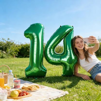 Number 14 Balloons 40 Inch for 14 41 Birthday Party Decorations, Dark Green | - Image 3