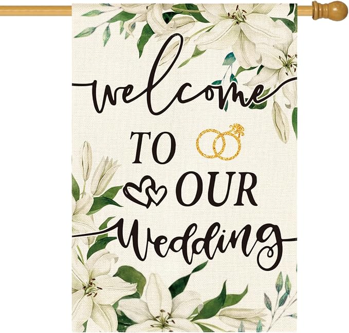 AVOIN colorlife Welcome to Our Wedding House Flag 28x40 Inch | Double Sided by AVOINcolorlife