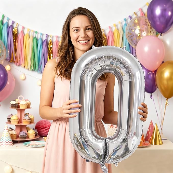 Number Balloons Silver Party Balloon - Image 7
