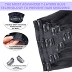 Seamless Clip In Hair Extensions Real Human Hair Straight 8Pcs 120g Hair Extensions Clip In Brazilian Human Hair Extensions PU Skin Weft with 18Clips 24inch Natural Black