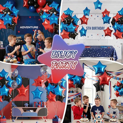 Red Blue Black Star Balloons, 18 Inches Star Foil Balloon - Image 6