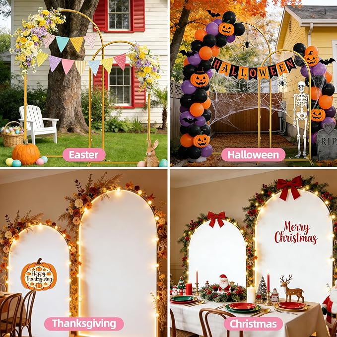 Arch Backdrop Stand and Cover Set of 2 Wedding Metal Arch Stand - Image 9
