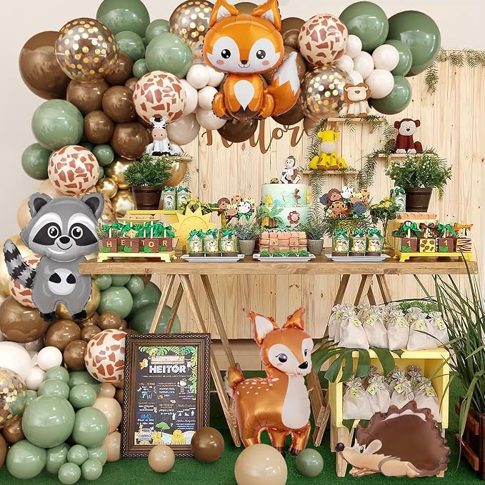 Amandir 137pcs Woodland Animals Baby Shower Decoration Boxes | Sage Green Brown - Image 7