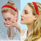 VELSCRUN Headbands for Women 7 Pcs Different Red Knotted Solid Pearl Head Bands Non Slip Hair Band for Womens Gilrs Thin Thick Short Hair Fashion Accessories