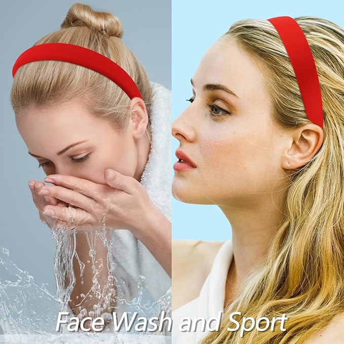 VELSCRUN Headbands for Women 7 Pcs Different Red Knotted Solid Pearl Head Bands Non Slip Hair Band for Womens Gilrs Thin Thick Short Hair Fashion Accessories