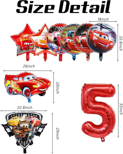 9 Pcs Car Theme Happy Birthday Decorations, Cute Cartoons Party Decorations - Image 2