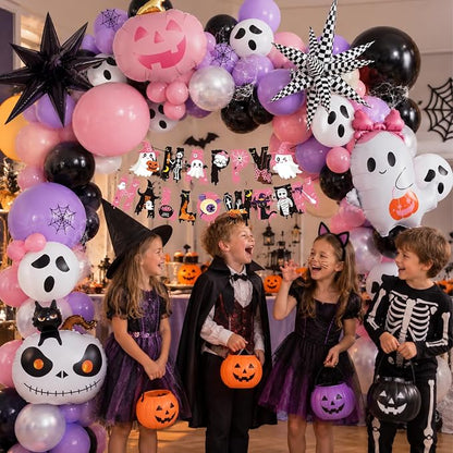 Tesochye 152pcs Halloween Balloon Garland Arch Kit, Happy Halloween Banner | - Image 3