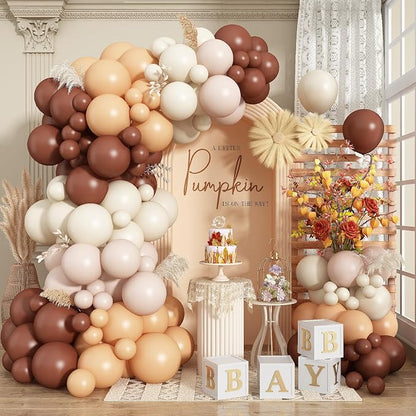 Brown Balloons Garland Arch Kit, Retro Brown Nude Balloons Arch, Tan Ivory by Togvu