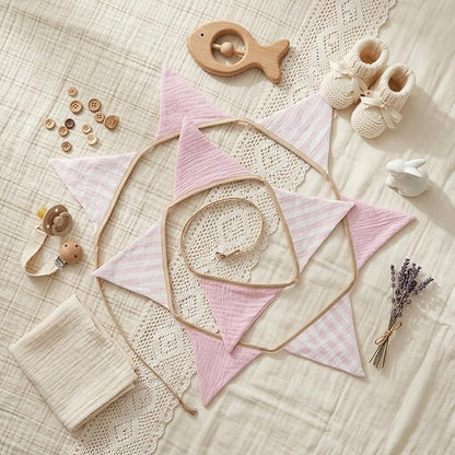 2Pcs Triangle Bunting Flag No-DIY Cotton Fabric Garland Reusable Party Banner - Image 3