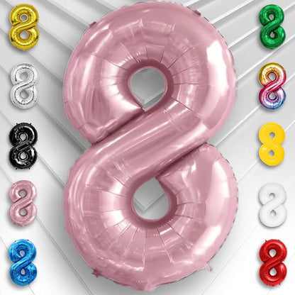 Pink Pearl Number Balloon 8 Mylar Foil Macaron Balloons 16 Inch - Image 6