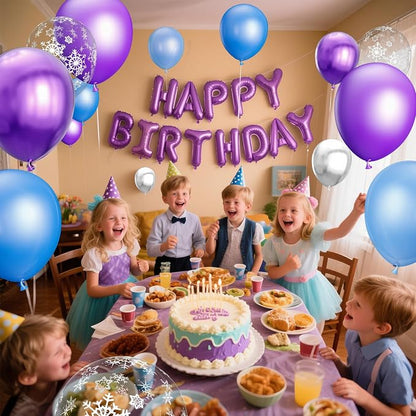 68Pcs Purple and Blue Party Balloons Kit 12 Inch Pearl Light Blue Metallic - Image 6