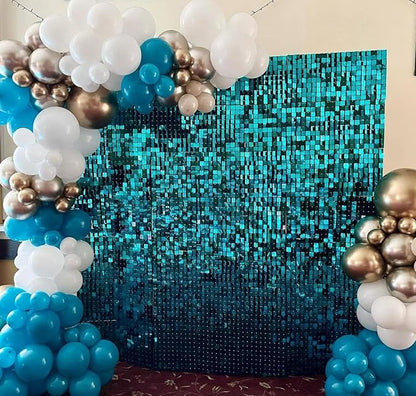 Shimmer Wall Backdrop Lake Blue Wall Panels 24Pcs Square Sequin Shimmer Wall - Image 3