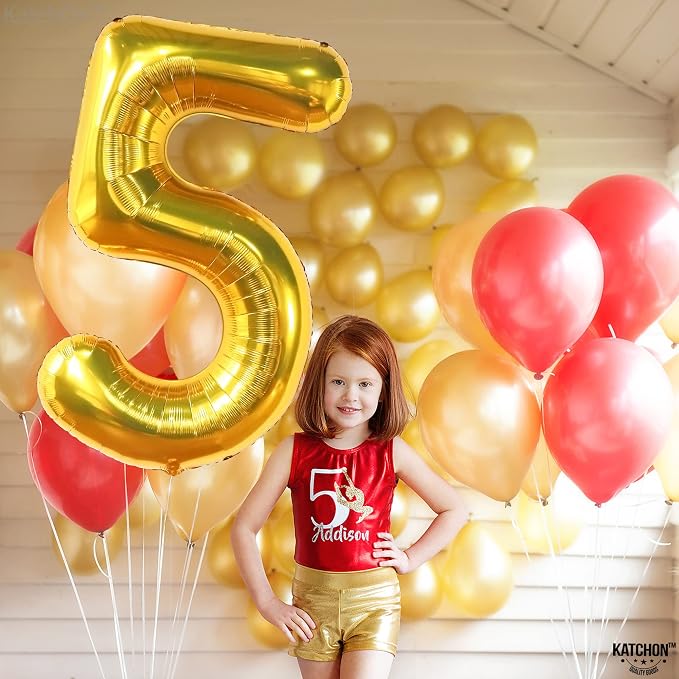 KatchOn Foil Gold Number 5 Balloons - Image 5
