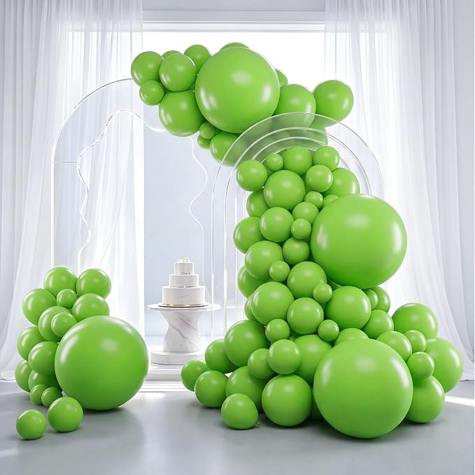 RUBFAC Lime Green Balloons Different Sizes Neon Green Balloon Arch 129pcs | by RUBFAC